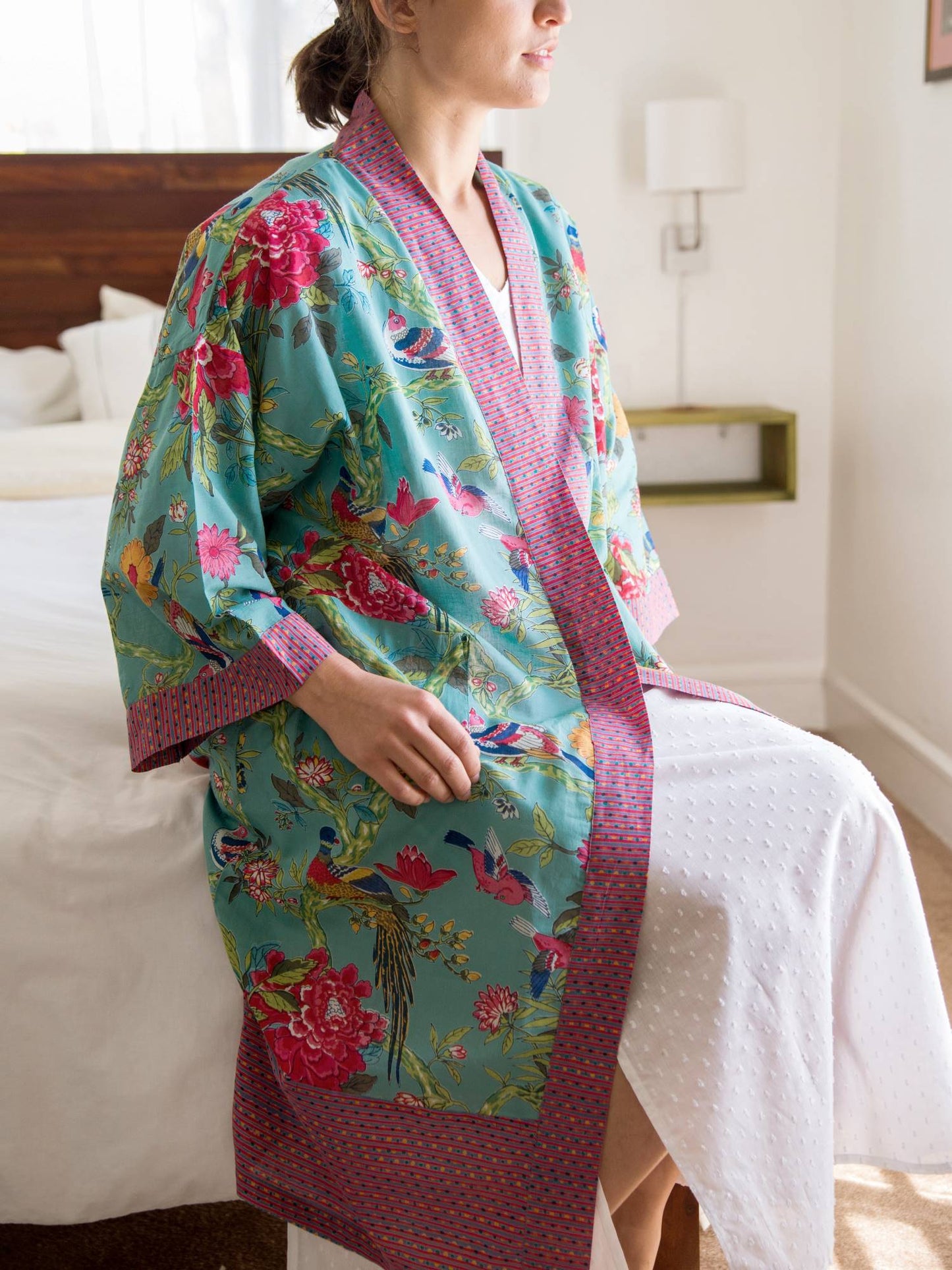 kimono bird teal