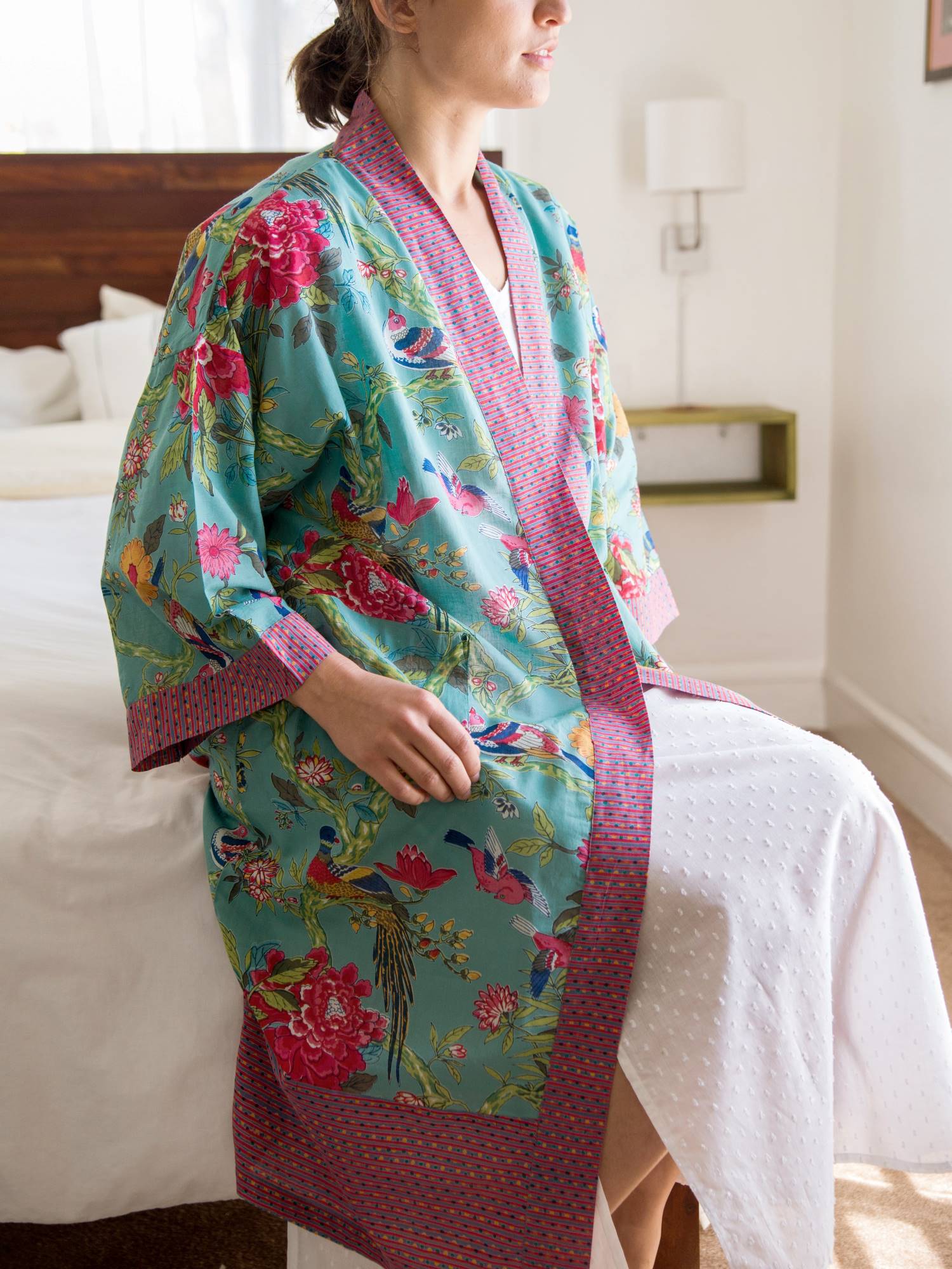kimono bird teal