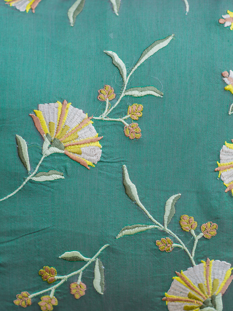Versailles Silk Emb Cushion Cover : Green