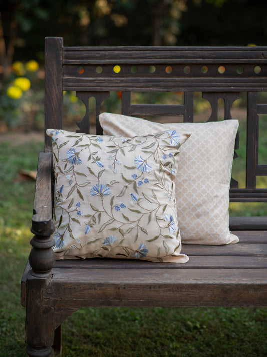 Embroidery Cushion Cover : Versailles Natural