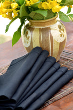 Napkin Set of 2 - Beading: Solid  Black Sheeting