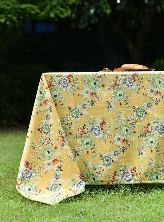 Magnolia Printed Table Cloth - Piping : Mango