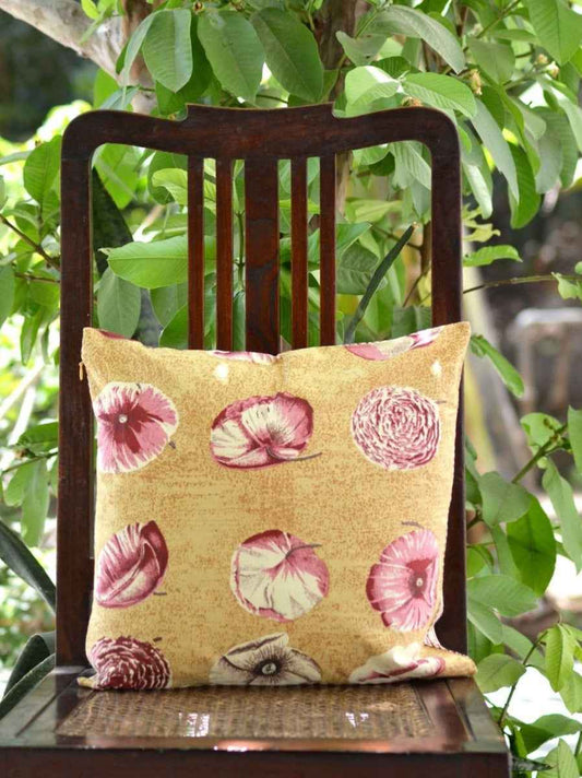 Printed Cushion Cover Reversible: Nishi Beige Textured