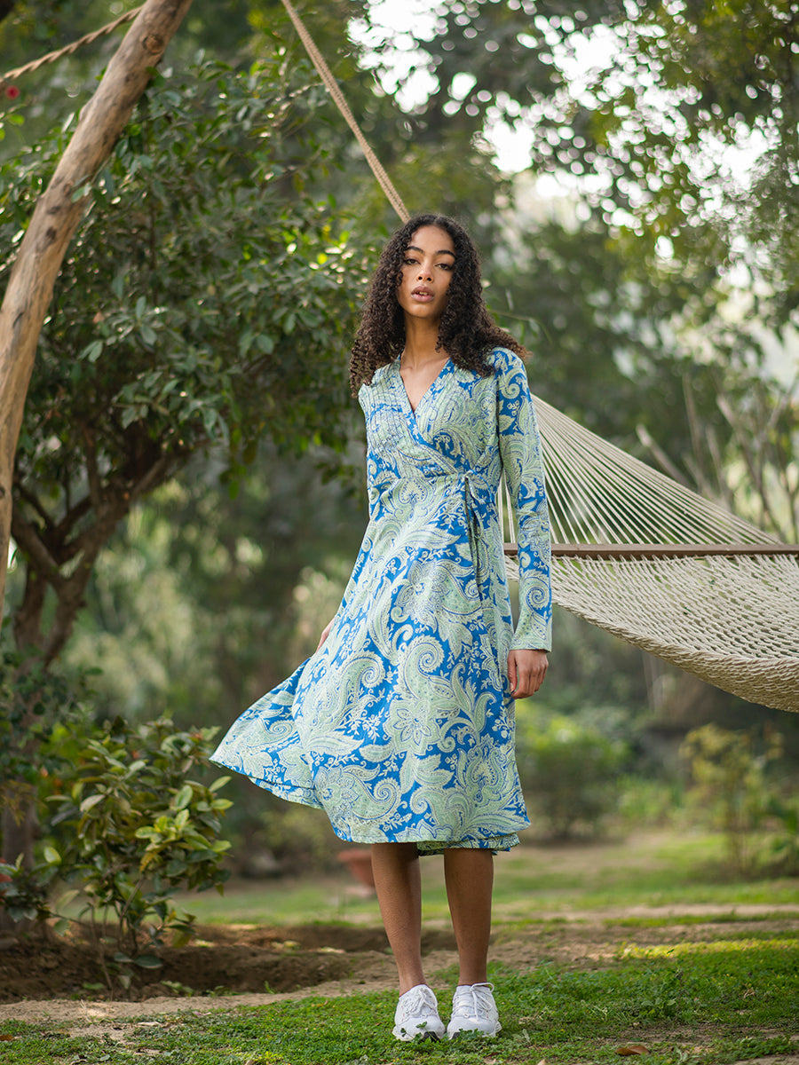 Anarkali Wrap : Kashmir Blue