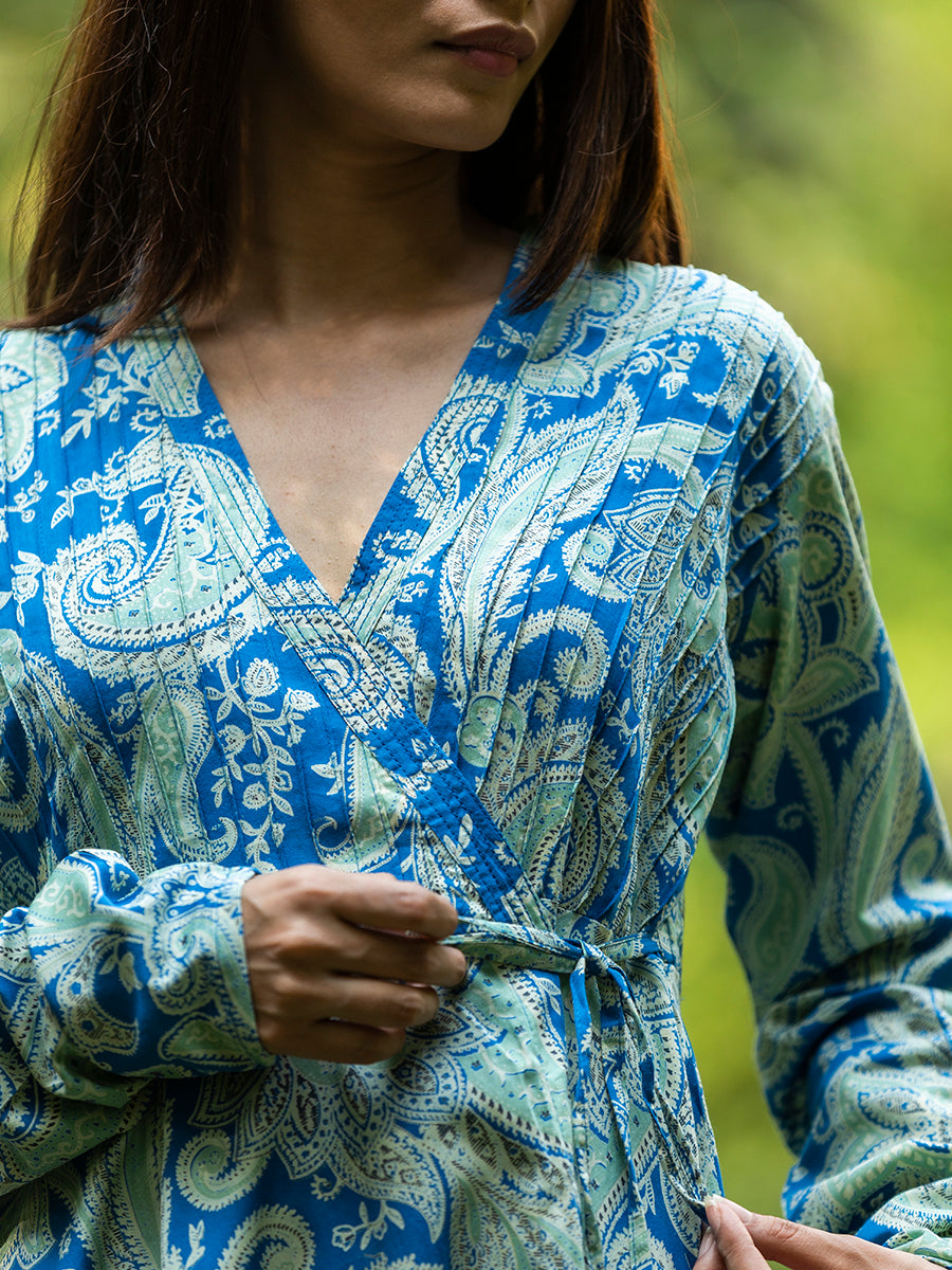 Anarkali Wrap : Kashmir Blue