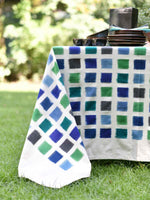 Woven Table Cloth - Beading : Ikat Blue & Green Handloom