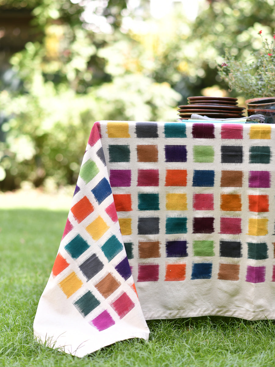 Woven Tablecloth Ikat Geometrical Multi