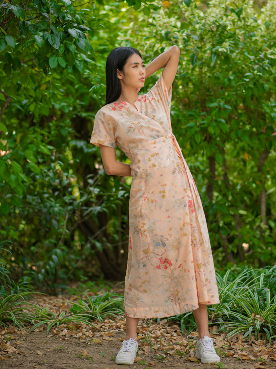 Pocket Wrap Dress : Sardinia Grapefruit