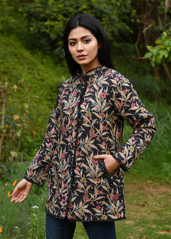 Quilted Coat : Wildflower Black