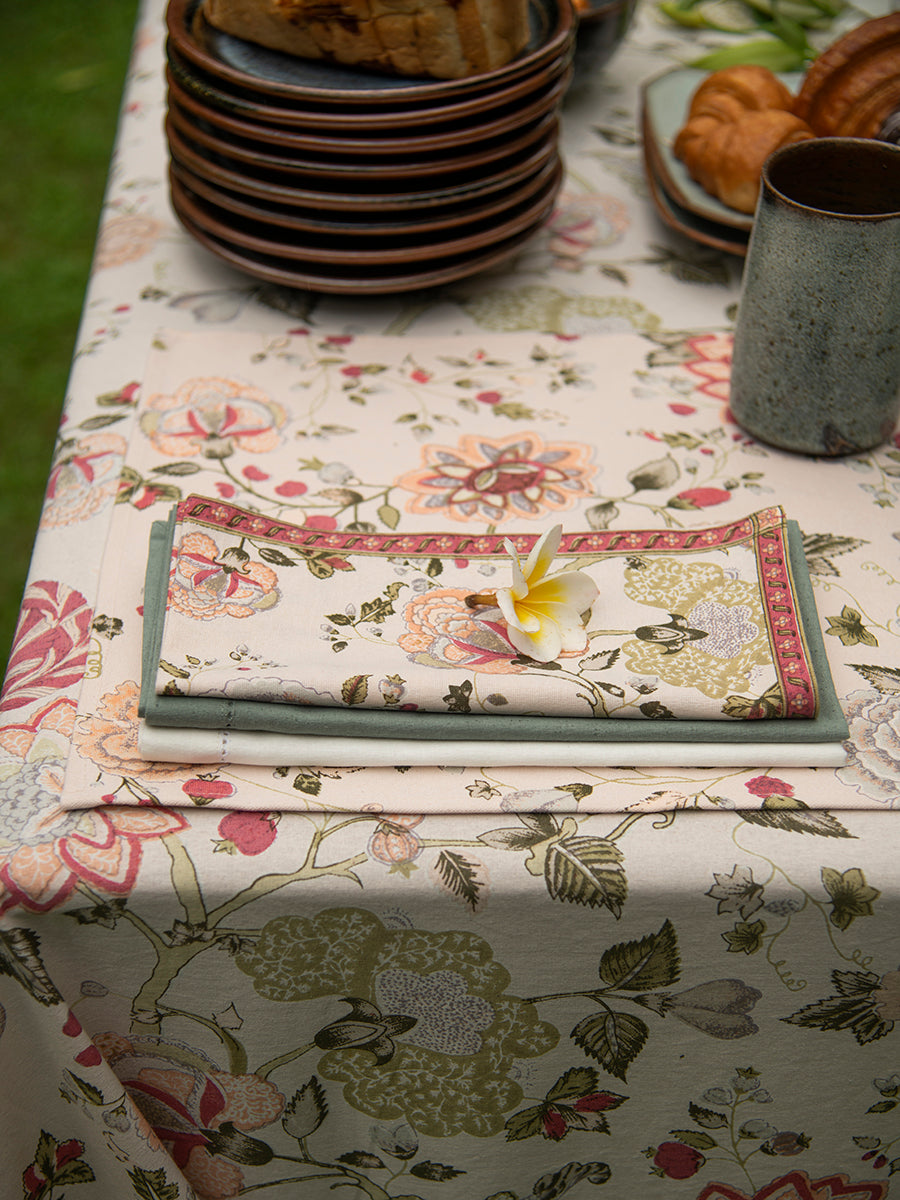 Table Cloth Beaded : Malabar Brique Od