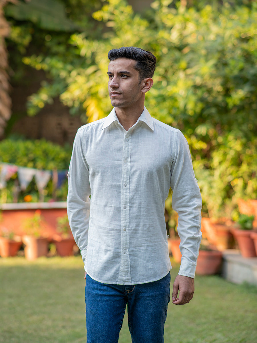 Slim Fit Shirt Full Sleeves : Natural
