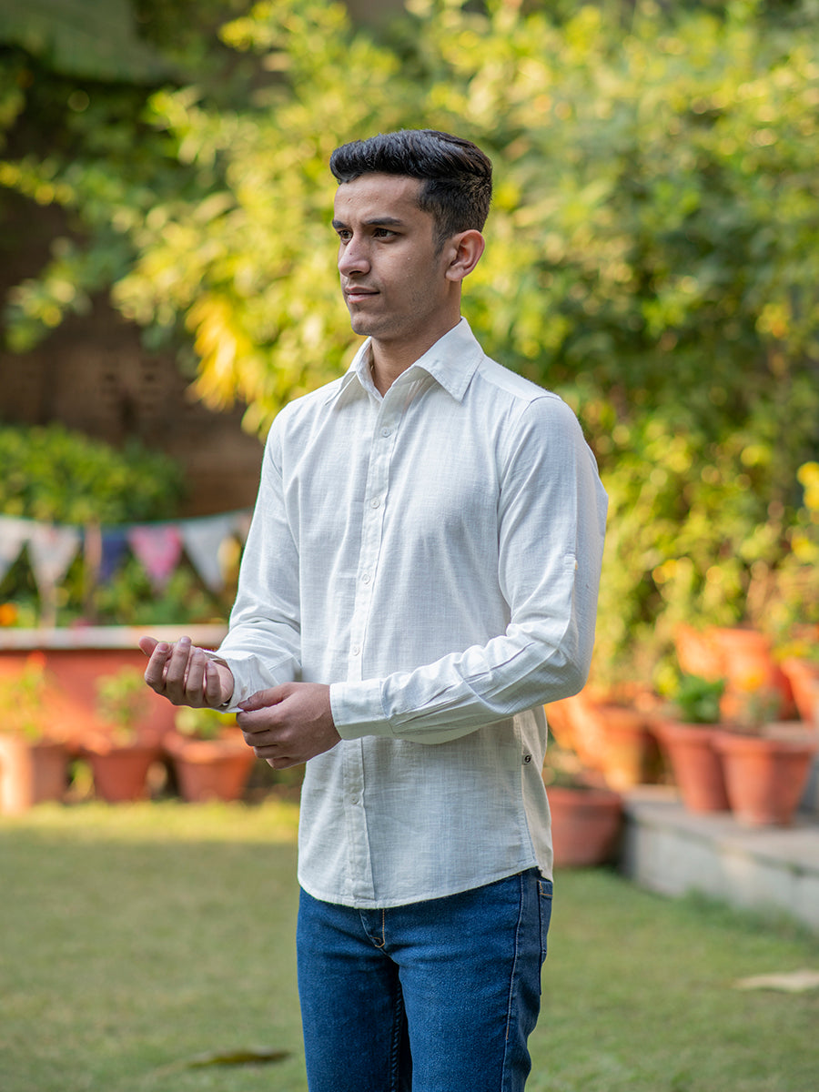 Slim Fit Shirt Full Sleeves : Natural