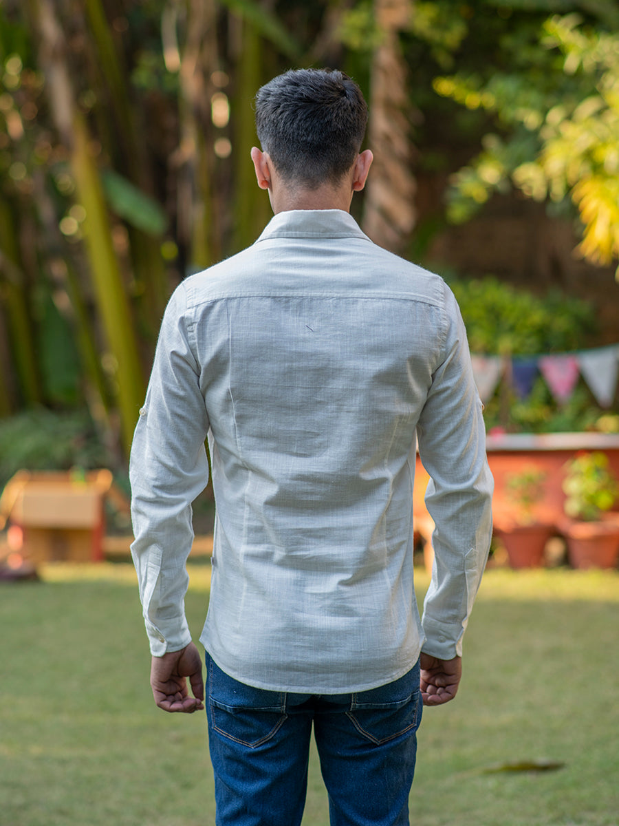 Slim Fit Shirt Full Sleeves : Natural