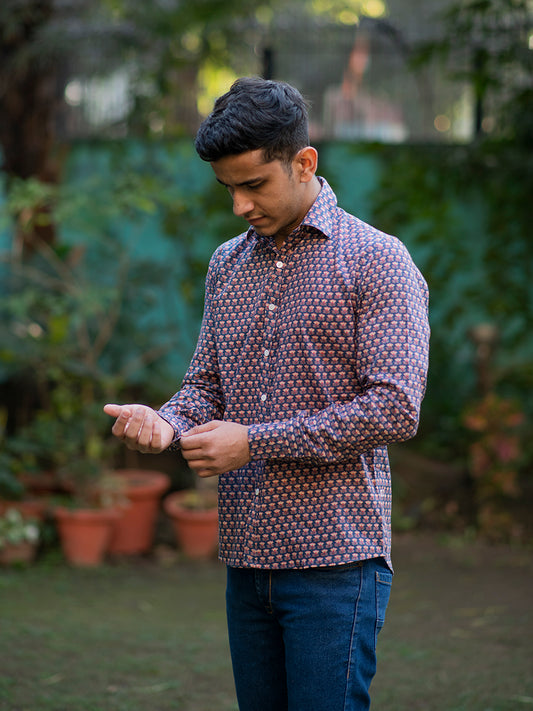 Hangout Shirt Full Sleeves : Kamal Booti Navy