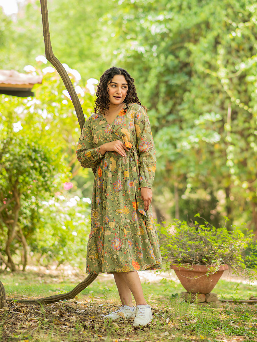 Angrezi Wrap  : Malabar Olive Voile