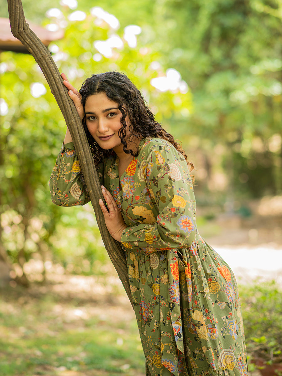 Angrezi Wrap  : Malabar Olive Voile