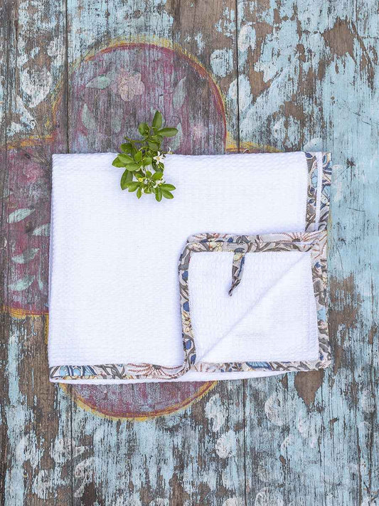 Bath Towel Embroidery  : Monkey White