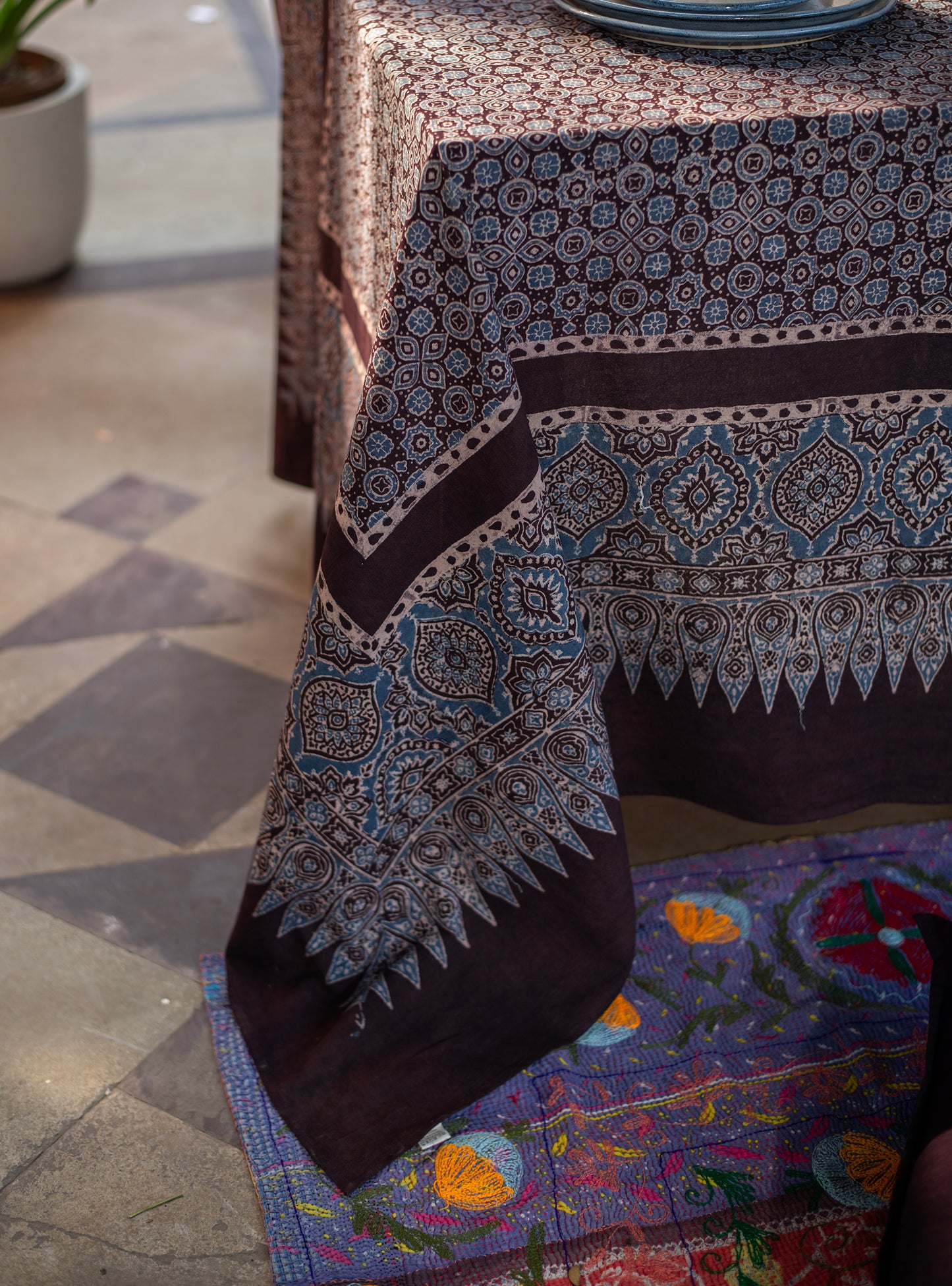 Printed Table  : Ajrakh Black