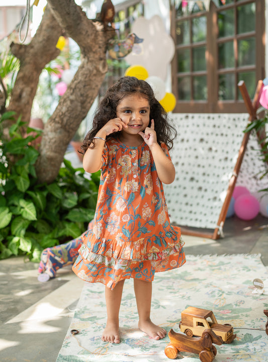 Kids Alice Dress :  Florentine Orange Voile