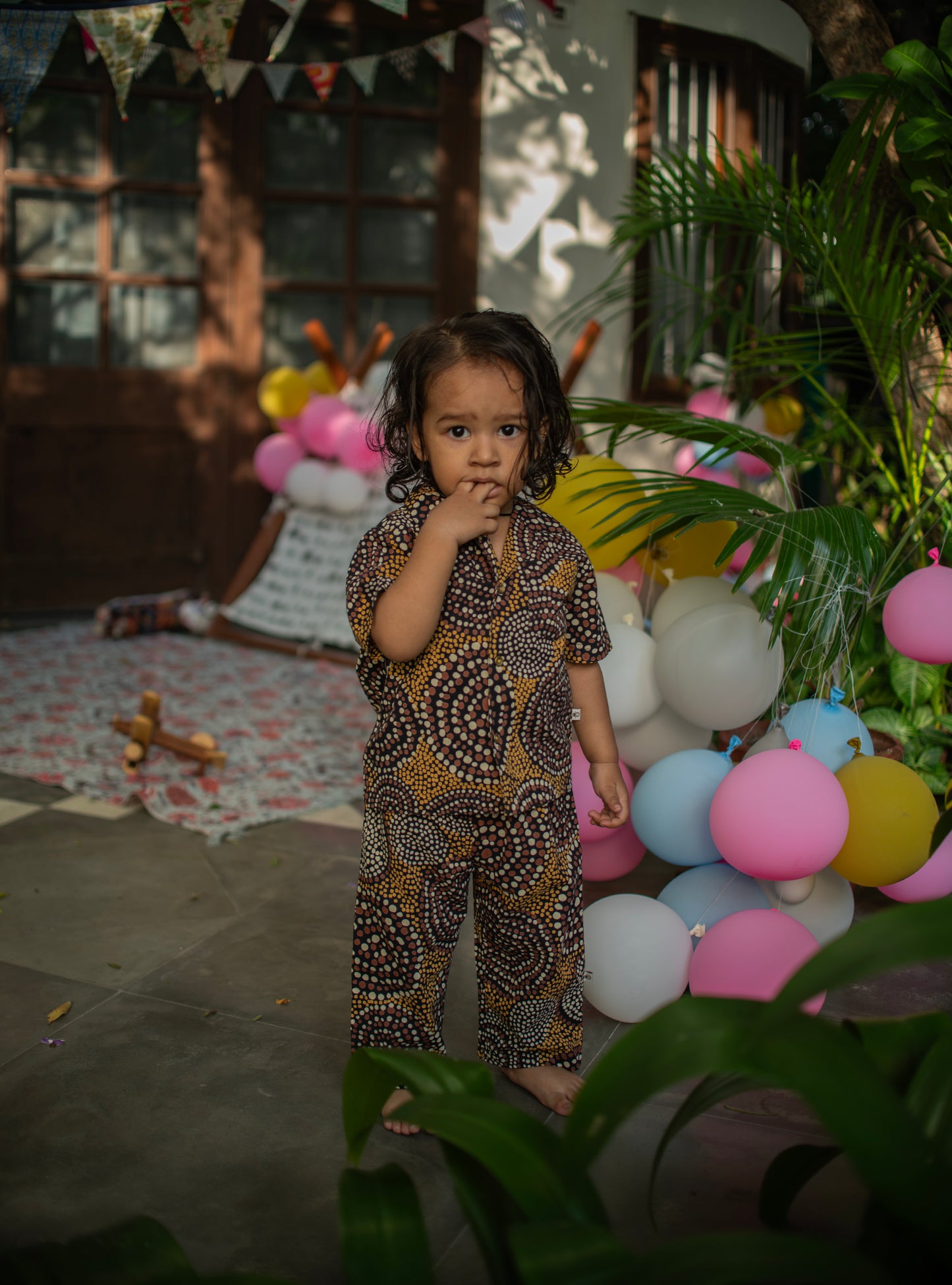 Kids Angad Pj Set  : B Dots Black