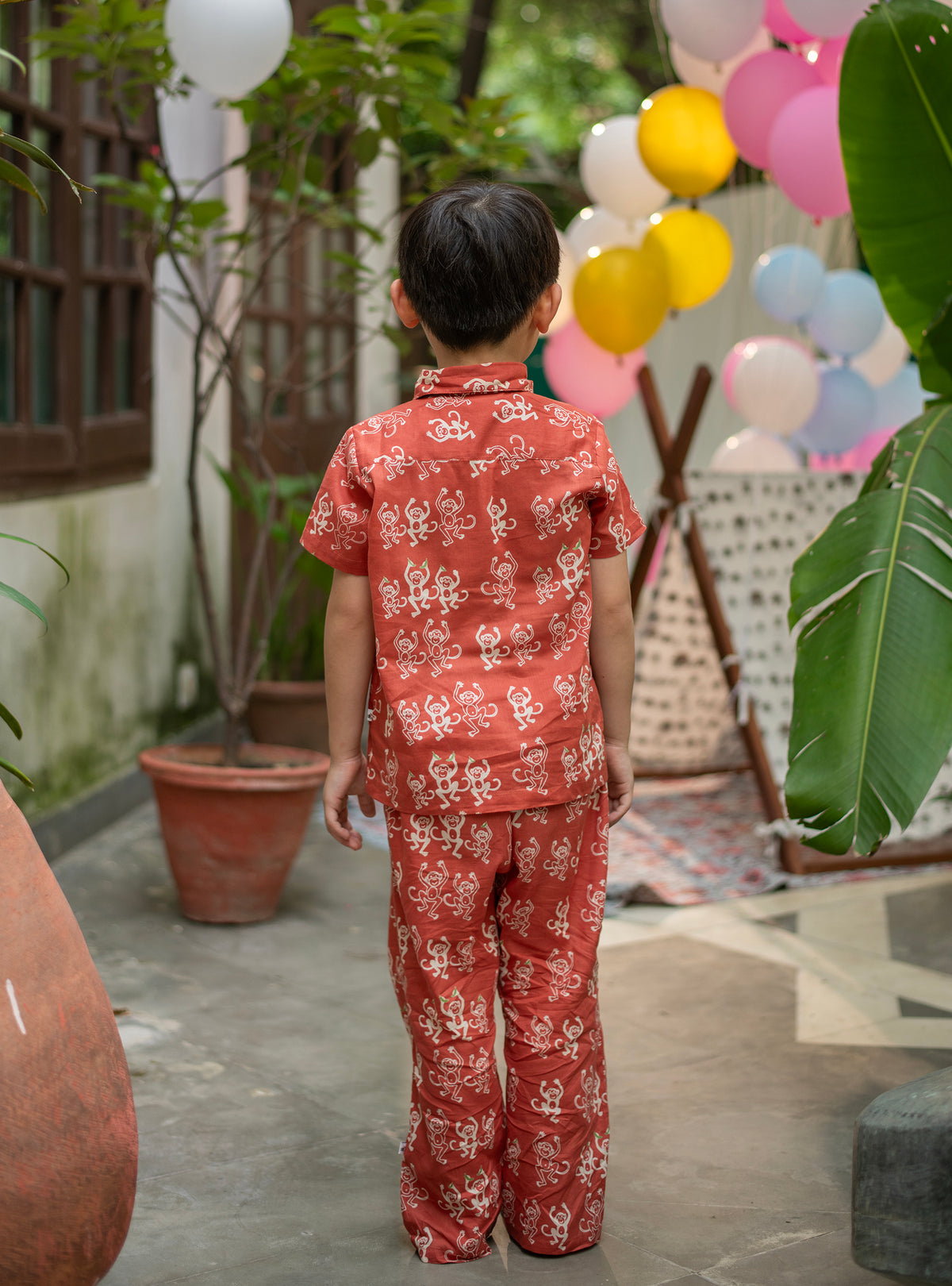 Angad Shirt Half Sleeves : Monkey Rust Voile