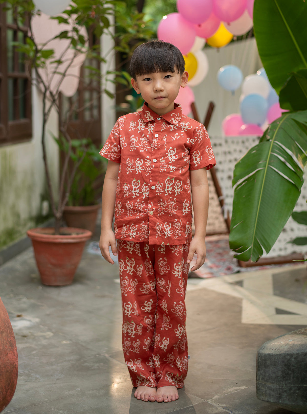 Angad Shirt Half Sleeves : Monkey Rust Voile