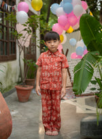 Angad Pj Set :  Monkey  Rust Voile