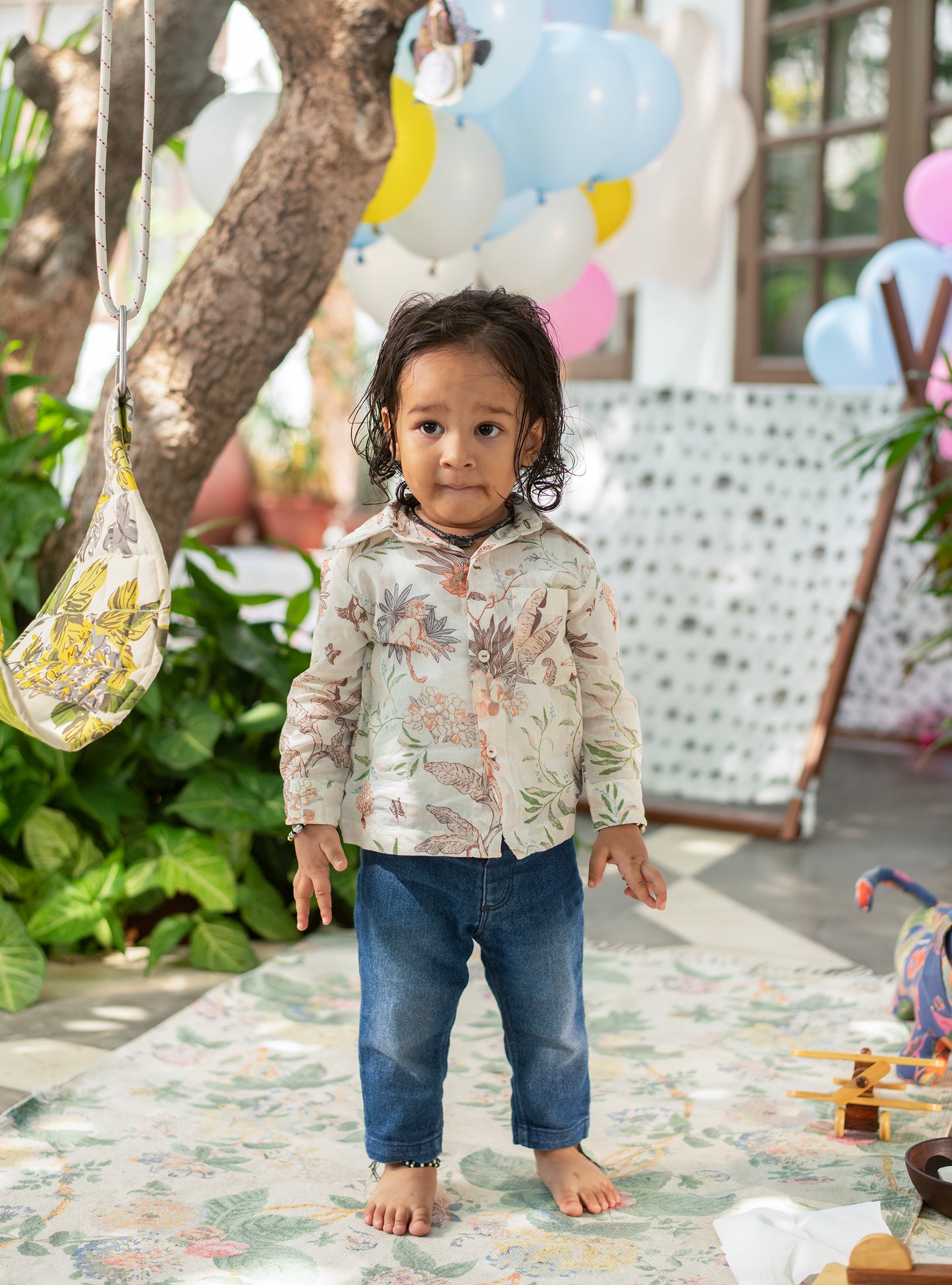 Kids Angad Shirt Full Sleeves : Ubud | Cream Voile