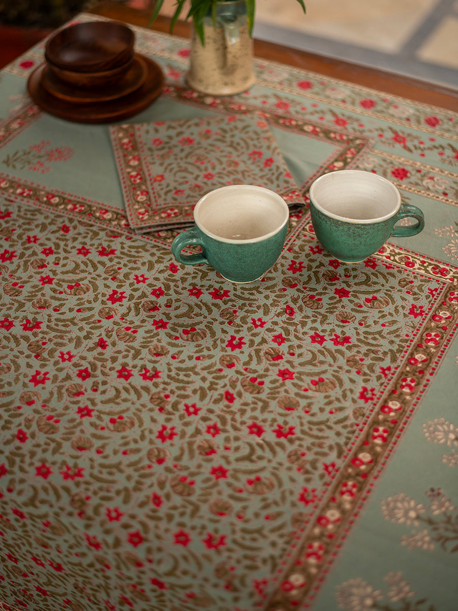Printed Napkin Set of 2 : Anmol Teal Sheeting