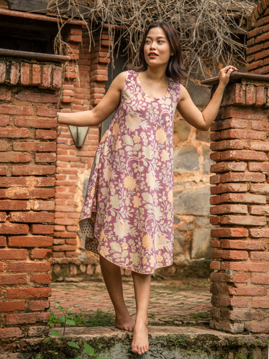 Ann Dress : Calendula Violet Voile