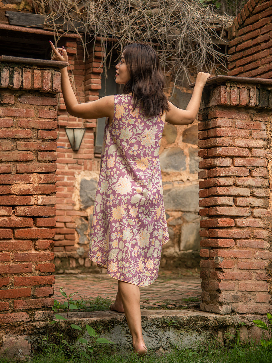 Ann Dress : Calendula Violet Voile