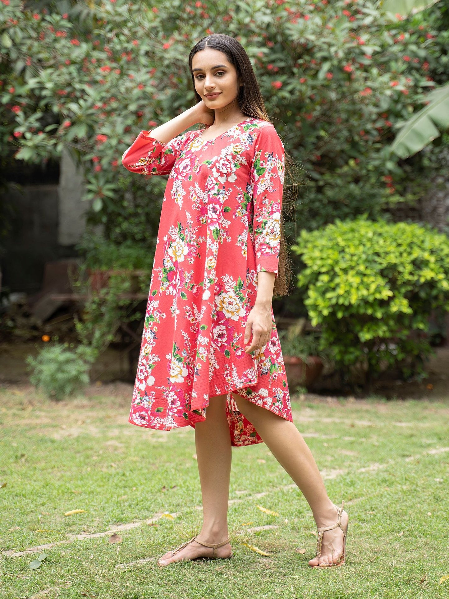 Ann Dress : Magnolia Red Voile