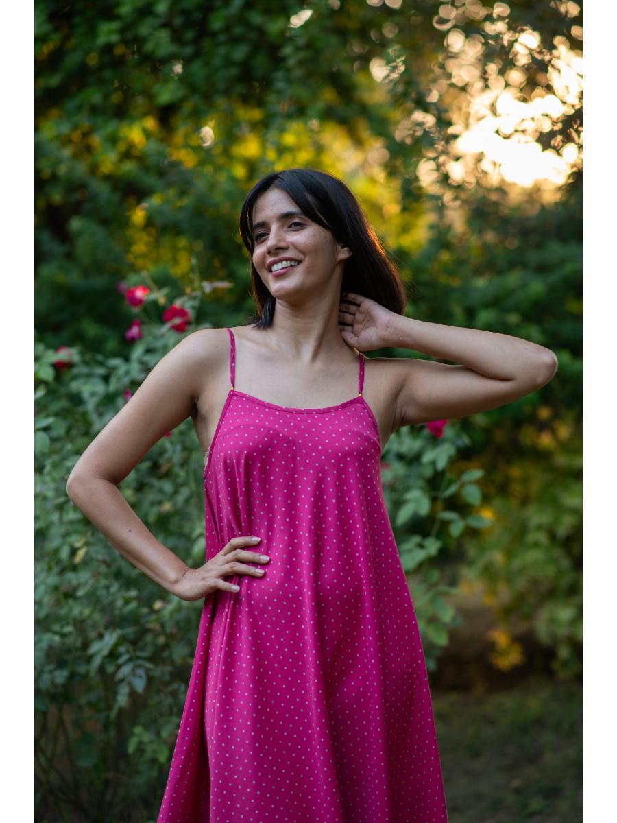 Aphre Slip Dress : Dots Rani C Satin