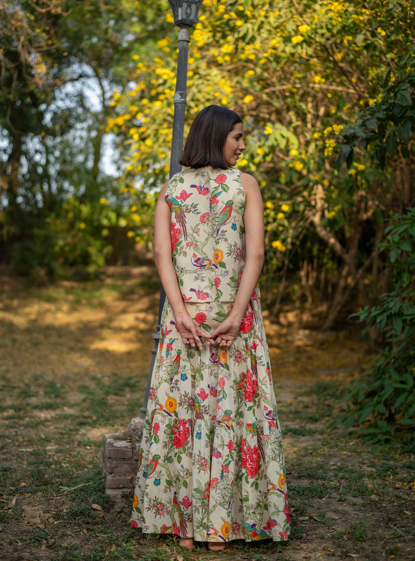 Ayumi Skirt : Bird Lime Voile