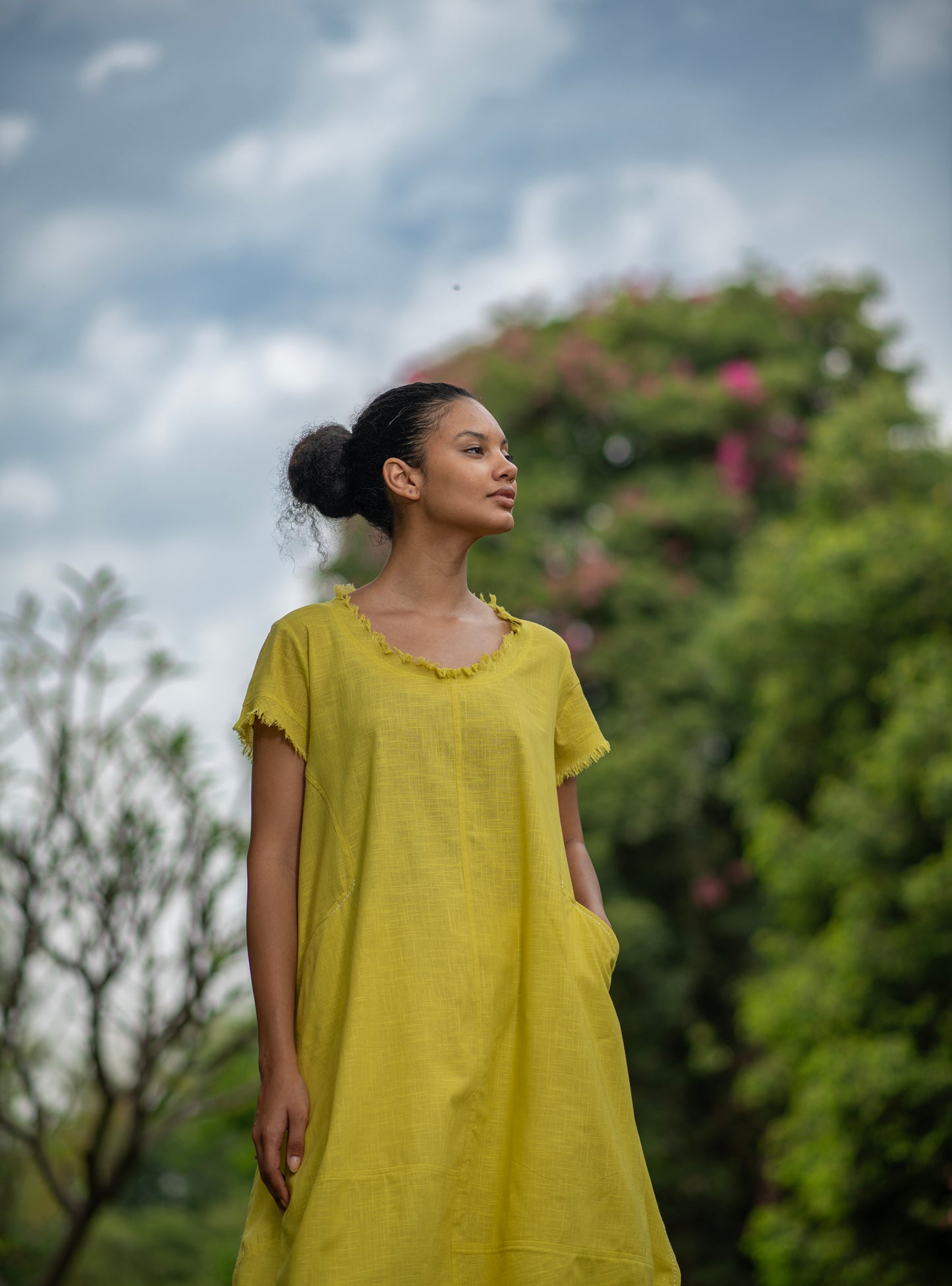 Balloon Dress :  Solid  Mango Mint Slub