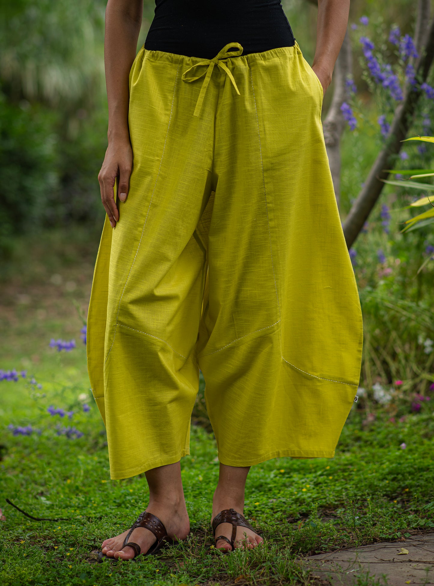Balloon Pant : Solid Mango Mint Slub