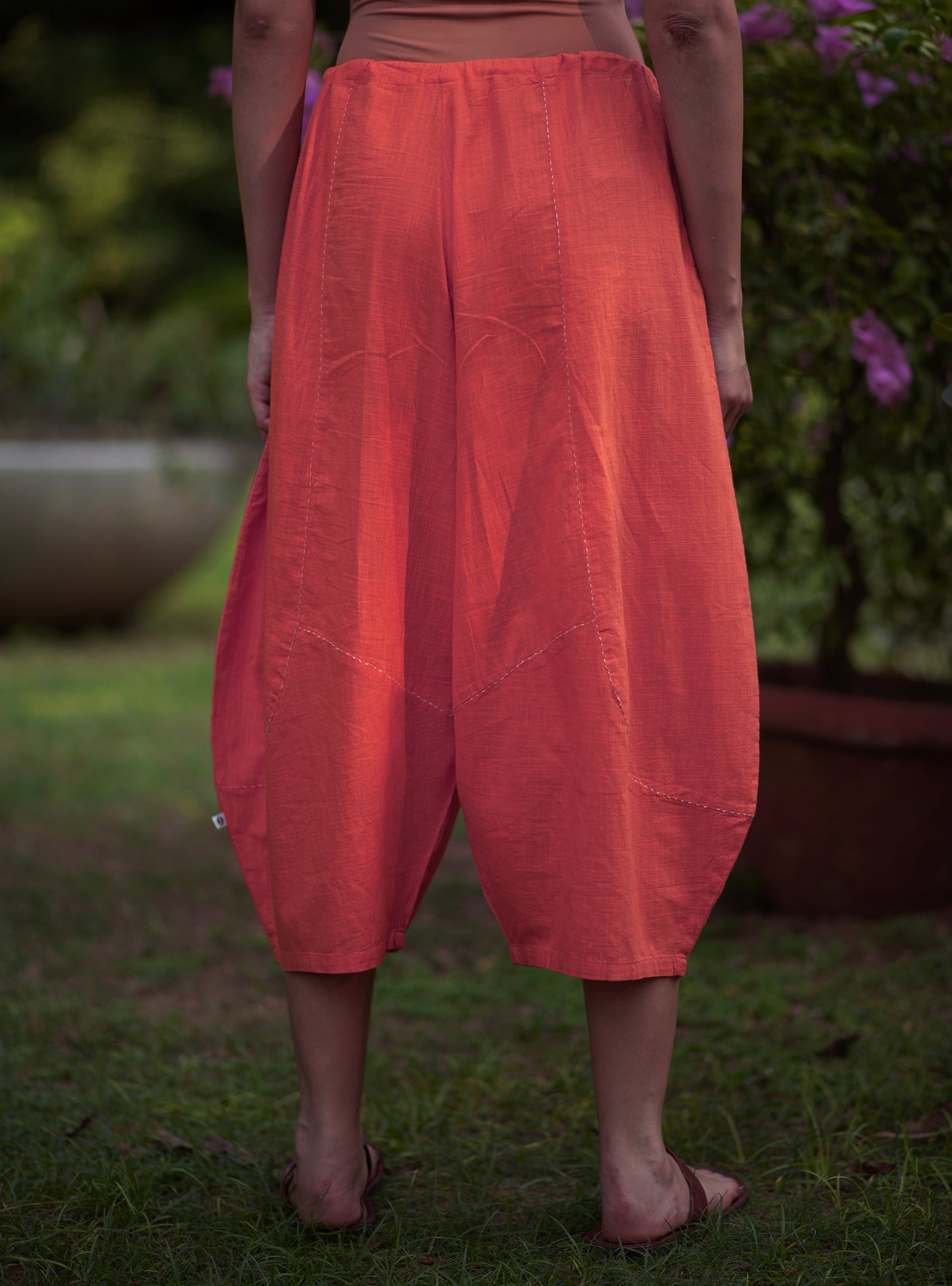 Balloon Pant : Solid Coral Slub