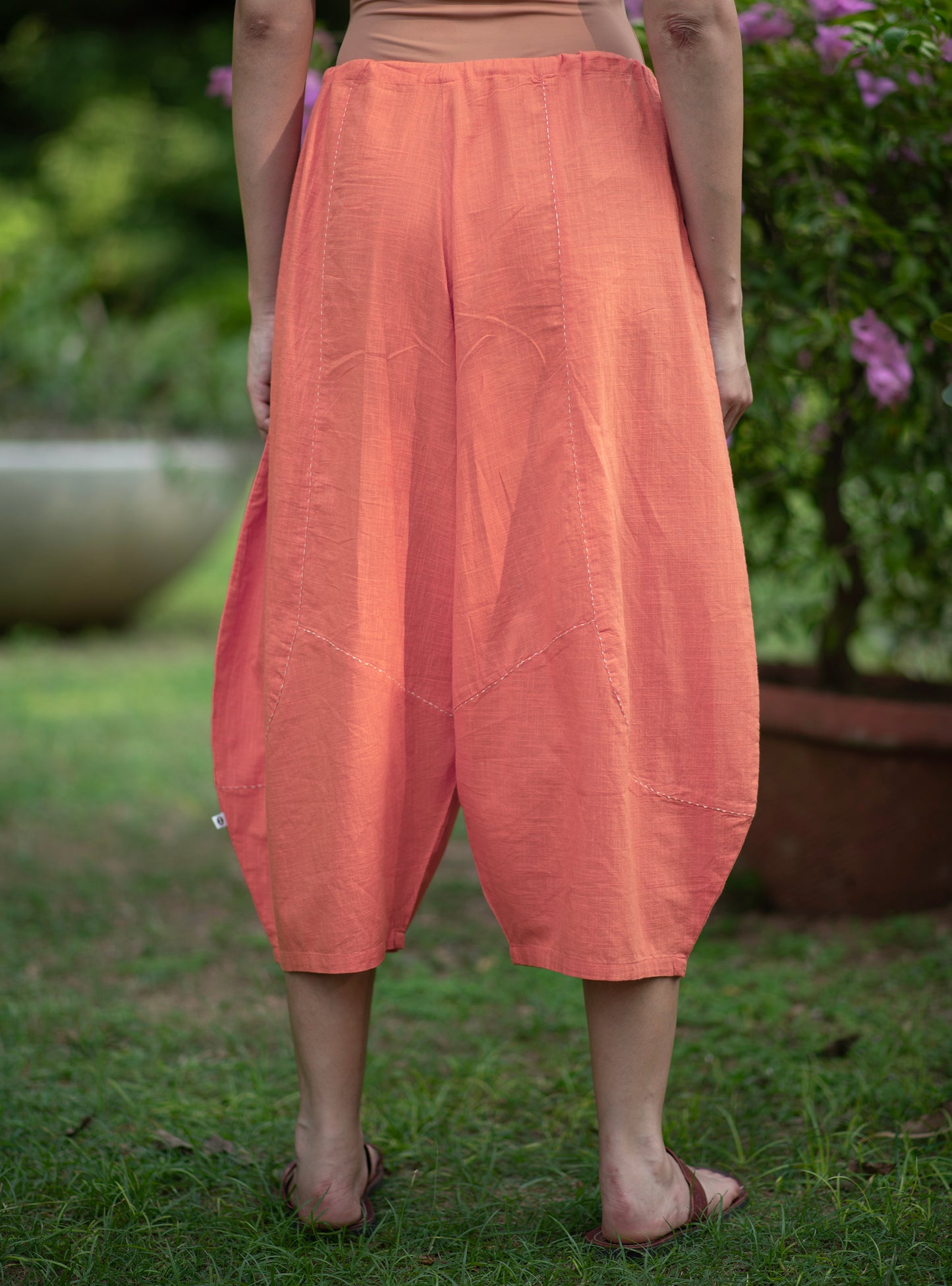Balloon Pant : Solid Coral Slub