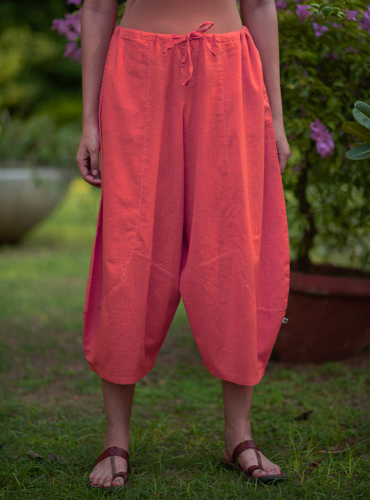 Balloon Pant : Solid Coral Slub