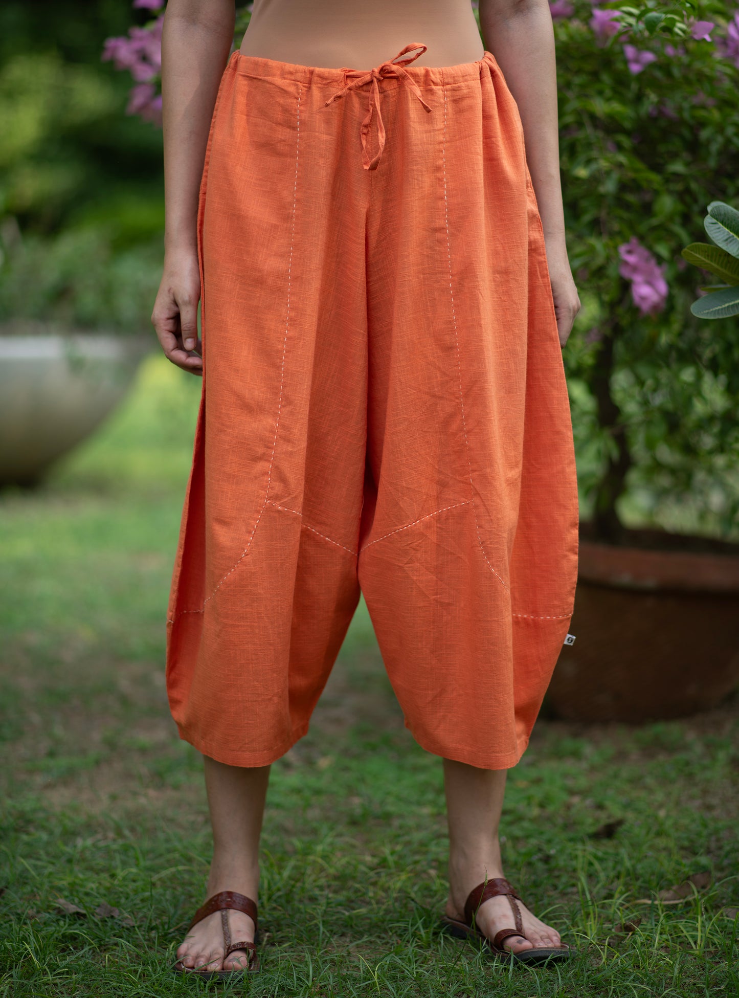 Balloon Pant :  Solid  Orange Slub