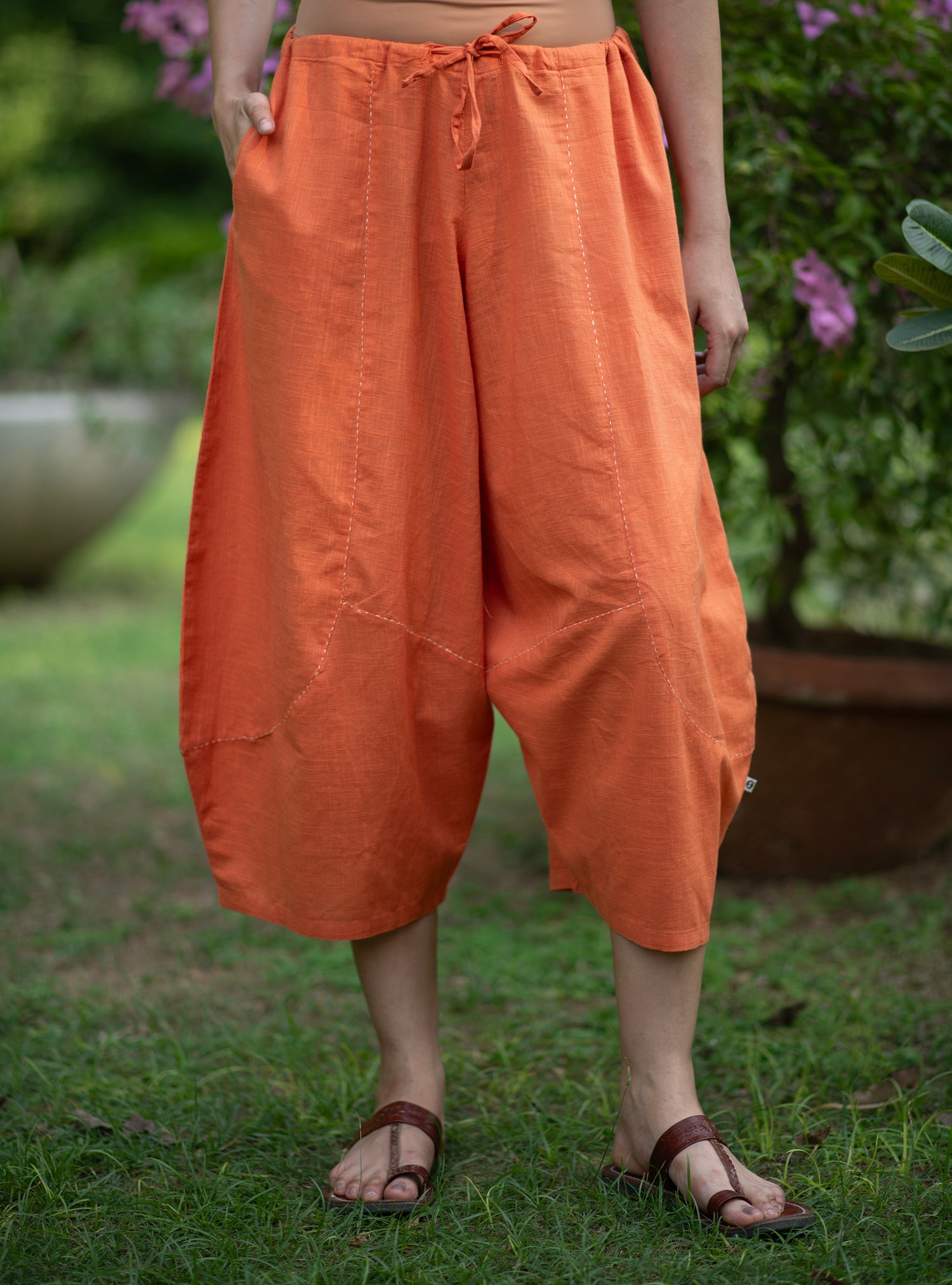 Balloon Pant : Solid Orange Slub