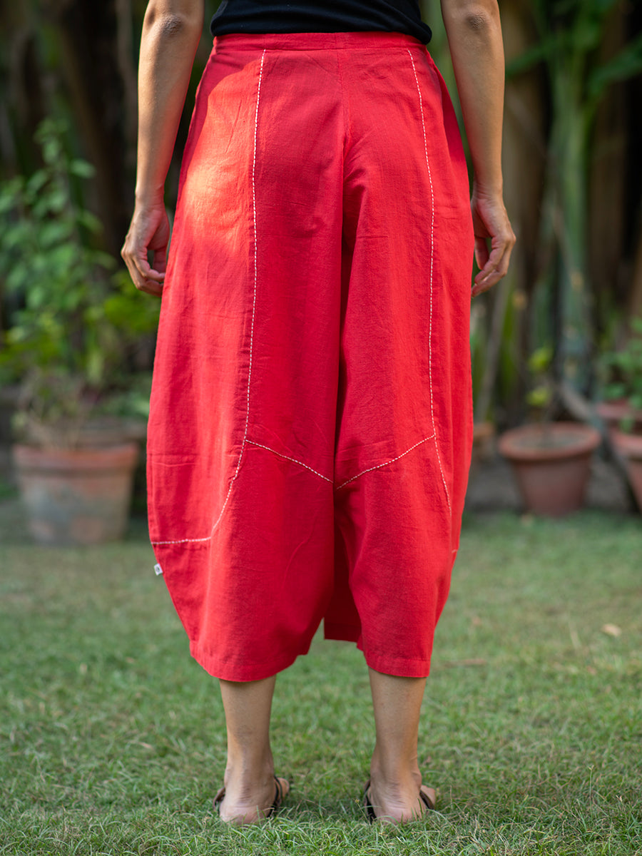 Balloon Pant : Solid Red Slub