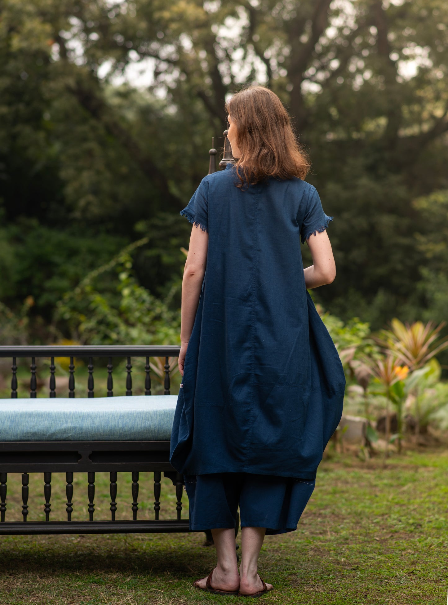 Balloon Dress : Navy Slub