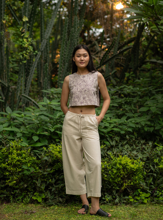 Barrel Pant : Solid Natural Cotton Flax