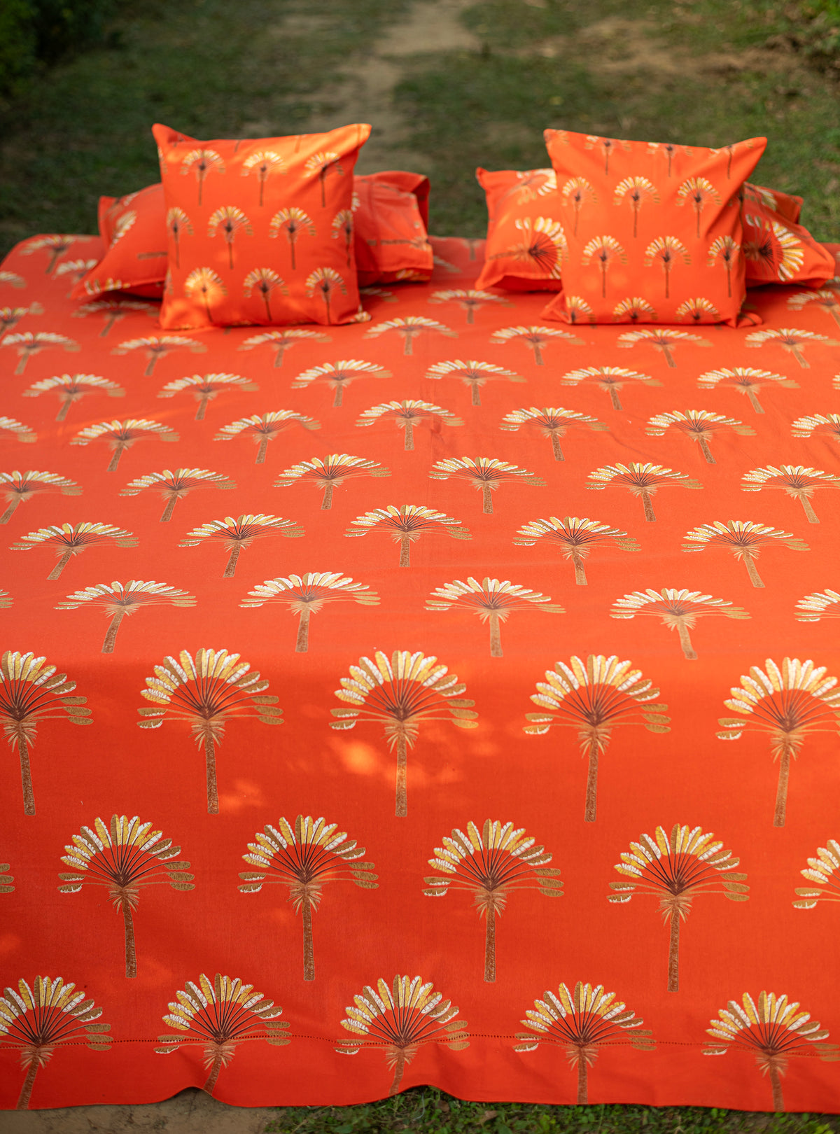 Printed Cushion Cover : Banana Rust Sheeting+Canvas