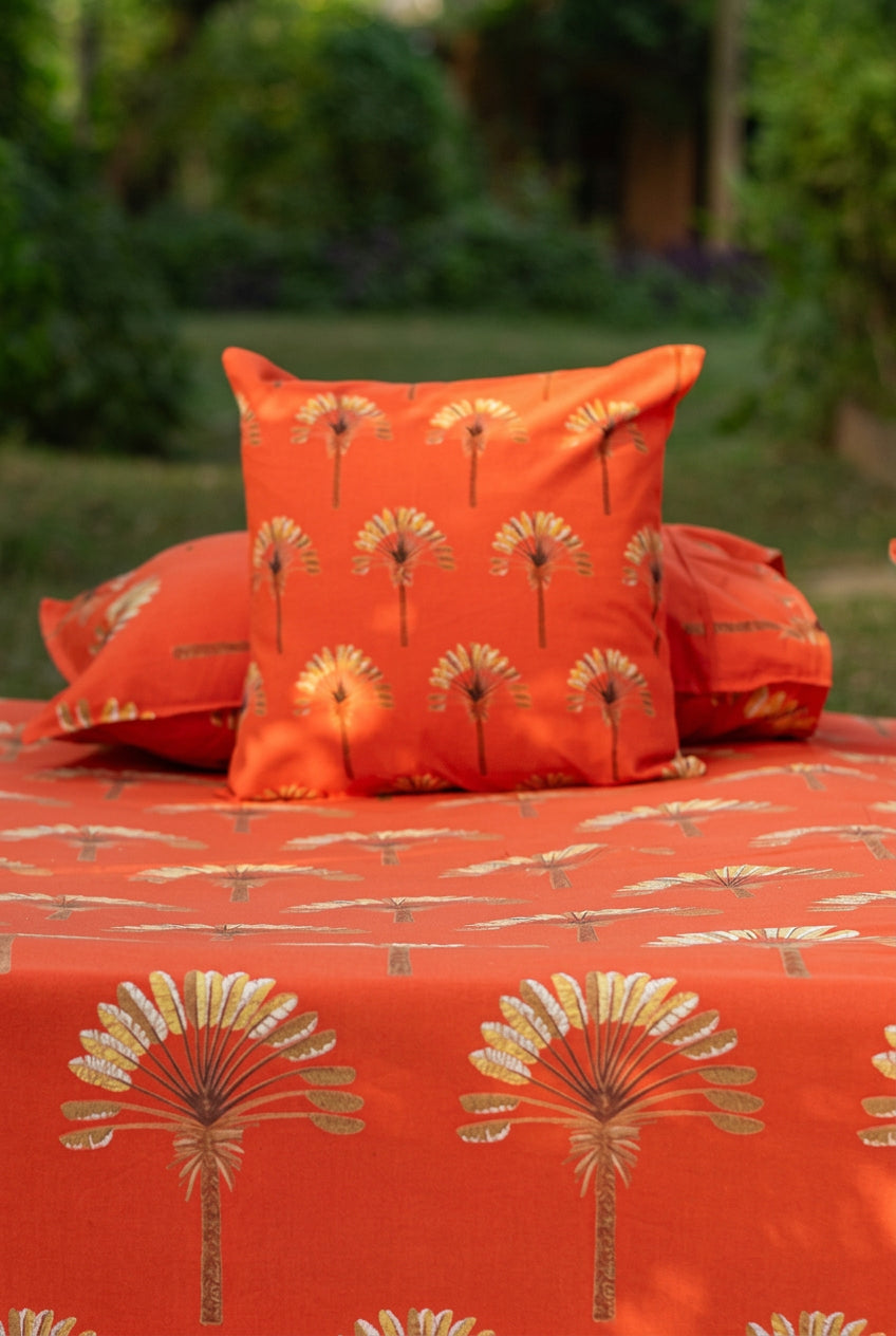 Printed Cushion Cover : Banana Rust Sheeting+Canvas