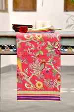 Printed Runner : Bird Coral Canvas