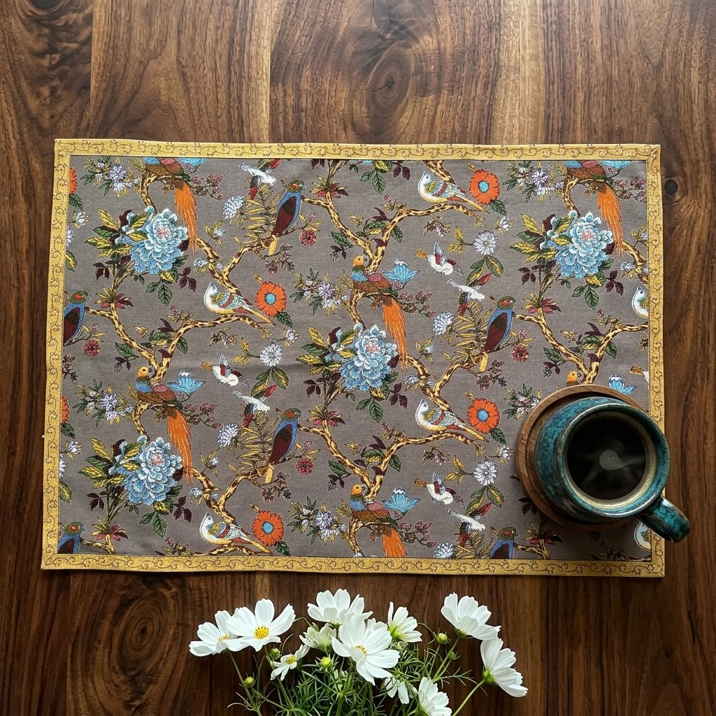 Printed Placemat Set of 2 : Bird Symphony Canvas