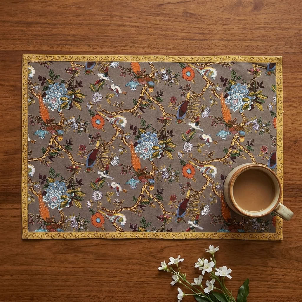 Printed Placemat Set of 2 : Bird Symphony Canvas