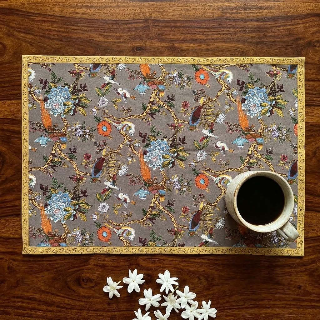 Printed Placemat Set of 2 : Bird Symphony Canvas